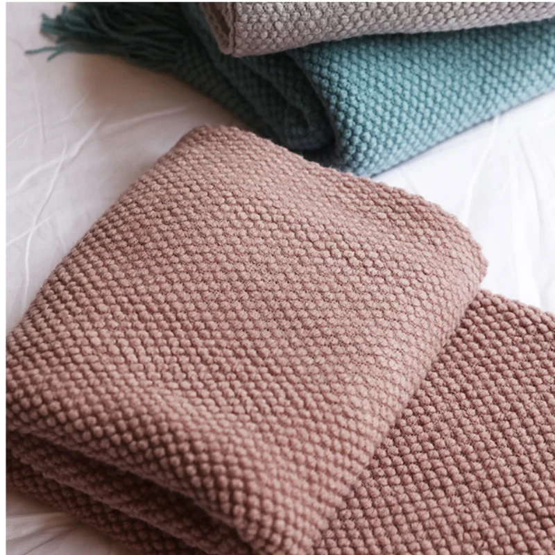 Tekstilby hjem dekorativt tykt strikket teppe mais korn vaffel preget vinter varmt dusker kaste sengeteppe 130 x 240cm