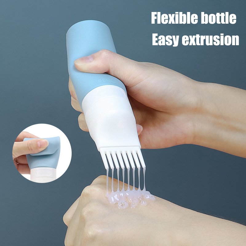 1PC 38/60/80ml Porous Silicone Dispensing Bottle Shampoo Body Wash Hair Dye Lotion Refillable Bottling Portable Travel