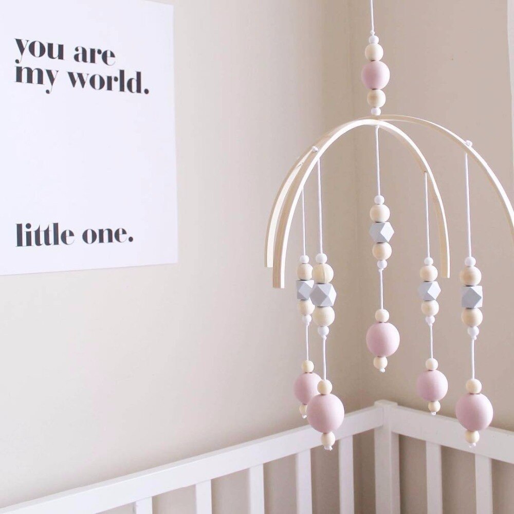 Baby Crib Mobile Rattle Toys Wooden Beads Wind Chimes Bed Bell Tent Hanging Decoration Kids Newborn Girl Boy Nursery Decor