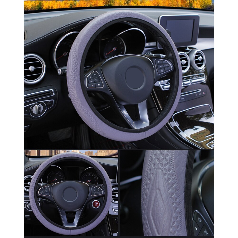 Embossed Steering Wheel Cover​ Diamond Leather Steering Wheel Universal