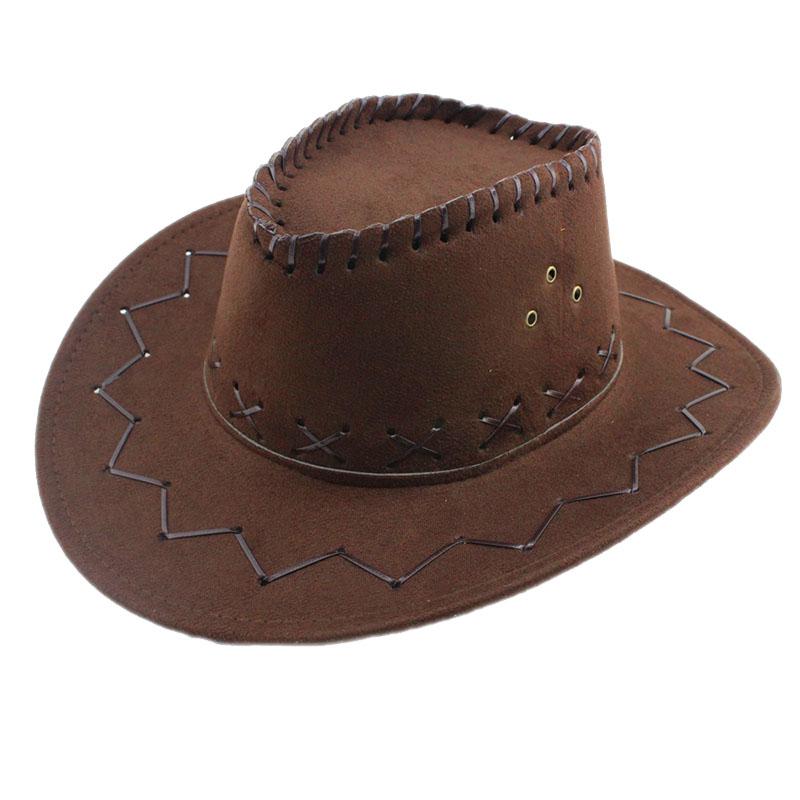 Men Women Vintage Wild West Fancy Cowgirl Cowboy Hats Western Headwear Cap Classic Hats Men Ladies Cowgirl Unisex Hat: Coffee