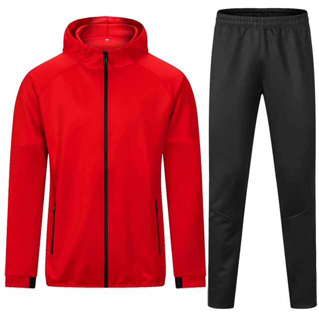 Football Long Sleeves 2022 Men&#39;s Football Uniforms Sport Training Breathable Running Hoodies Sport Jacket Uniform: red / M