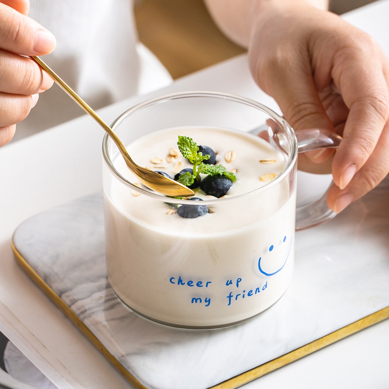 400ml Alphabet Cartoon Heart Pattern Mug Glass Handle Mugs For Milk Coffee Beer Home Office Drinnkware Water Cup Couple