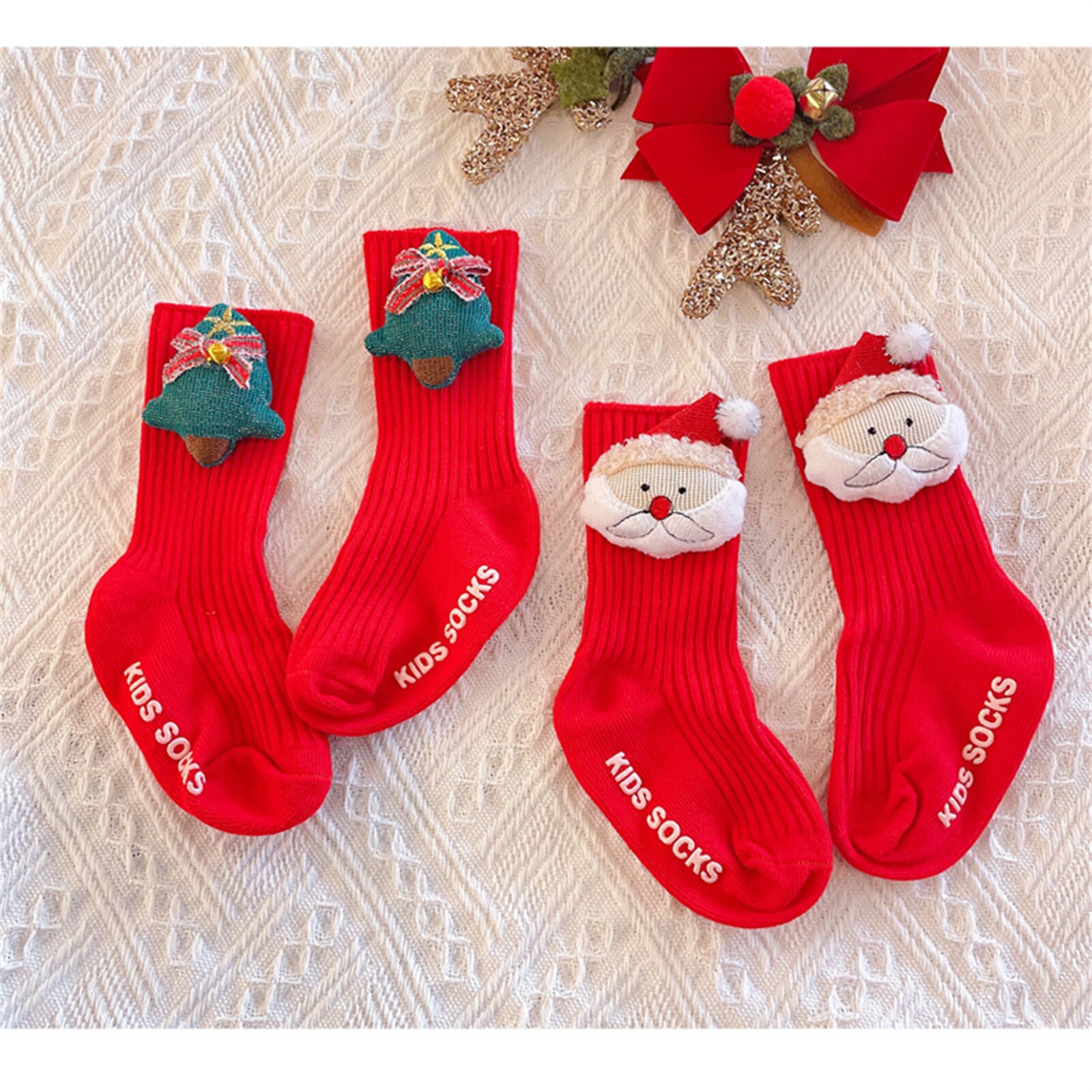 1 Paar Winter Baby Katoenen Sokken Kids Meisjes Jongens 3D Cartoon Sneeuwvlok Elanden Kerstman Kerst Beer Goedkope Stuff kleding