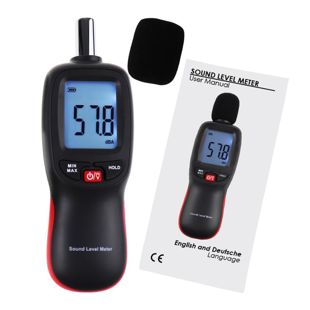 Decibel Meter Sound Level Tester 30~130dBA Noise Volume Measuring and Monitoring Instrument Digital LCD display w/ Backlight