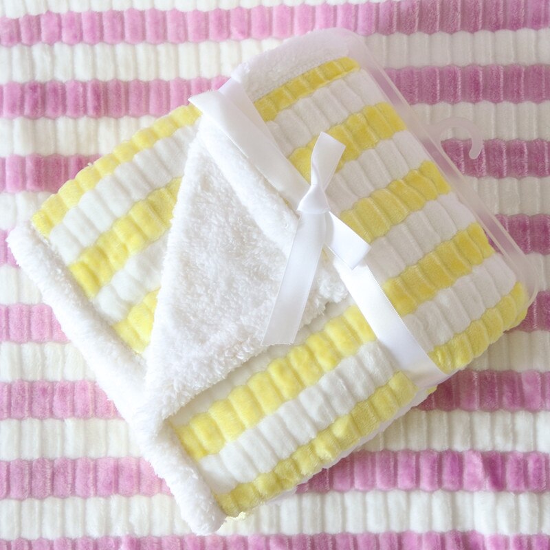Mantas de franela 3D para bebé recién nacido, conjunto de ropa de cama sólida, funda para cochecito infantil, manta para niño y niña: Yellow