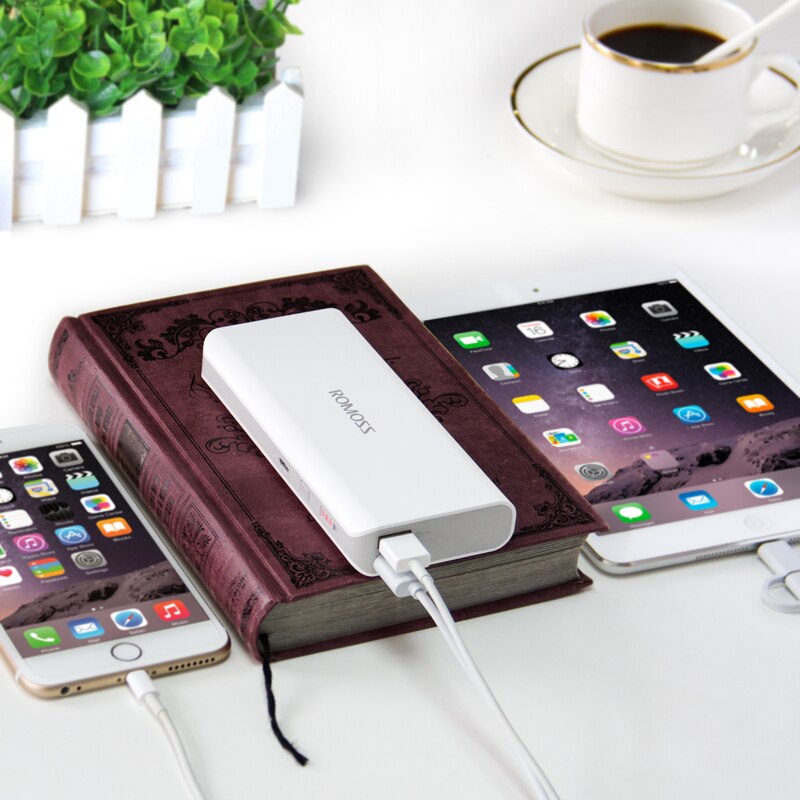 Romoss sense 4 power bank 10000 mah backup ekstern batteripakke oplad batteri bank dual usb output