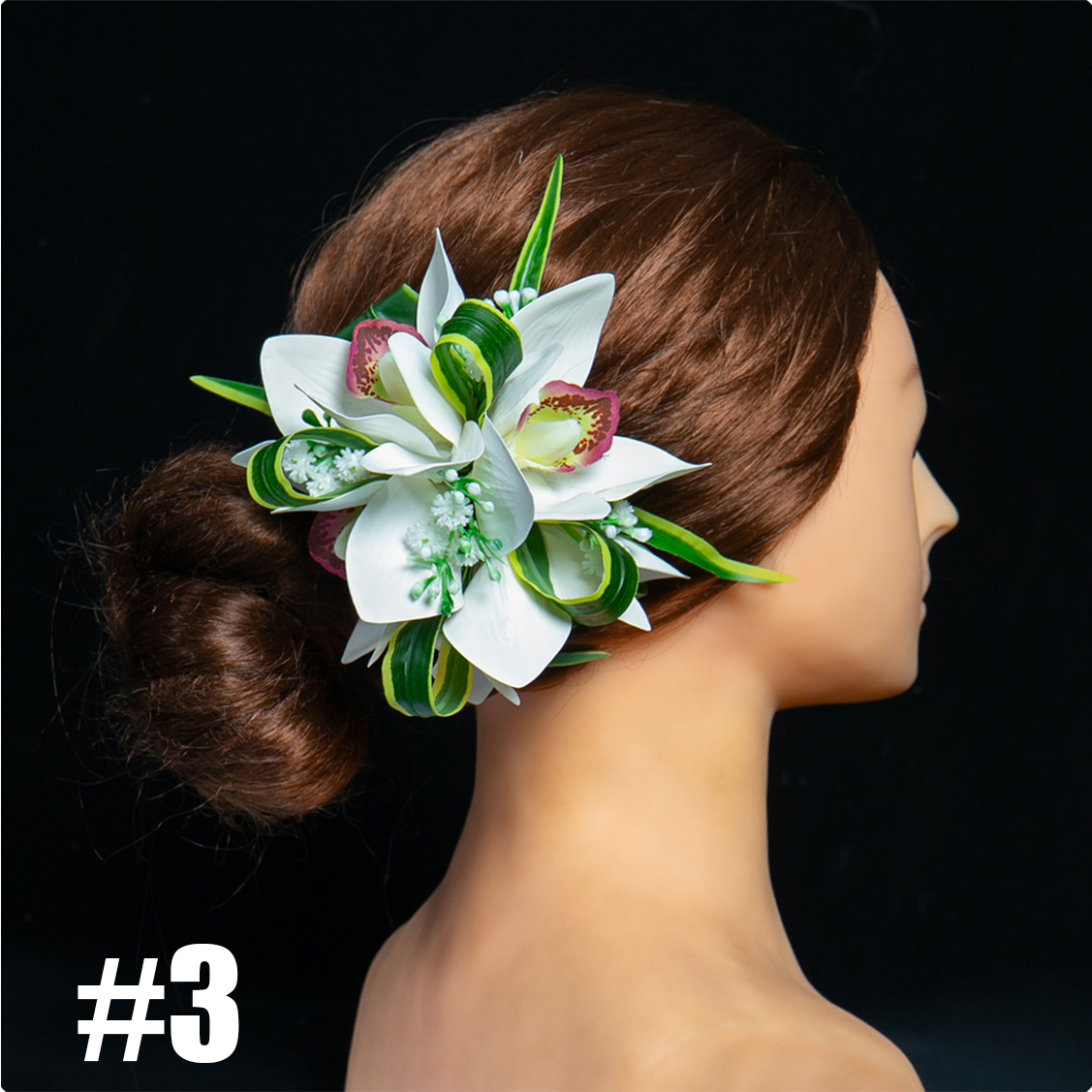 Pinza para el pelo BB de estilo Tropical, tocado de novia con flor de seda hawaiana, tocado de flor de orquídeas, accesorios de baile Aloha Hula: BLANCO