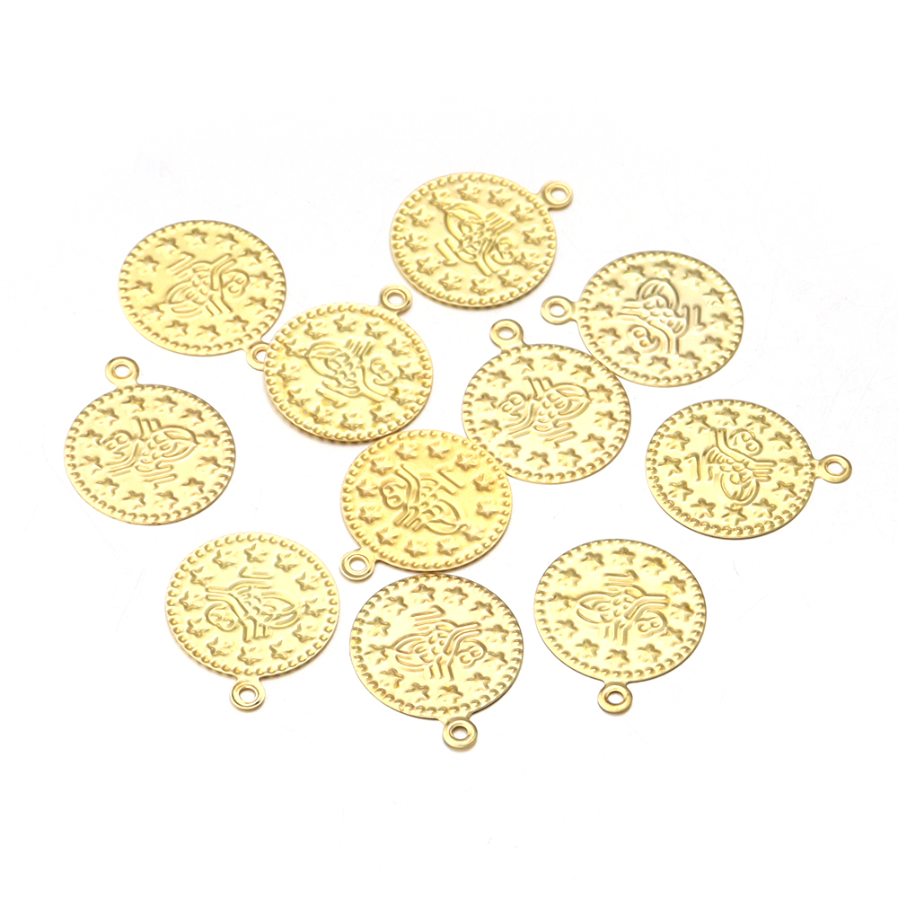 50/100 pçs 15/20mm turquia vintage folha de ferro pingente redondo para fazer jóias diy encantos colar brincos acessórios: 14mm / Branco