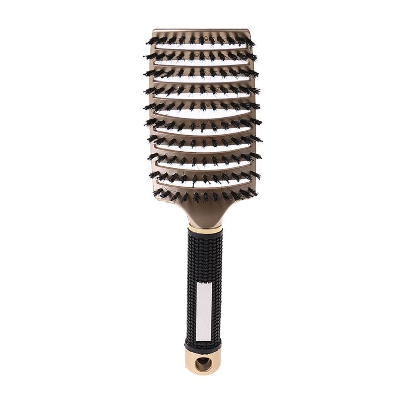 Salon Bristle &amp; Nylon Hairbrush Scalp Massage Comb Wet Hair Brush Wet Curly Hair Brush Hairdressing Styling Tools: Gold