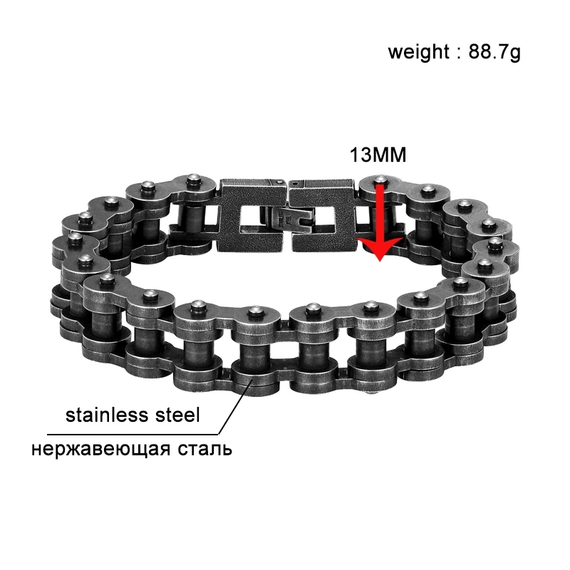 Vintage Armbänder Männer Edelstahl Motorrad Kette Biker Zubehör Schwarz Einfache schnalle Armband Charme Männlichen Schmuck