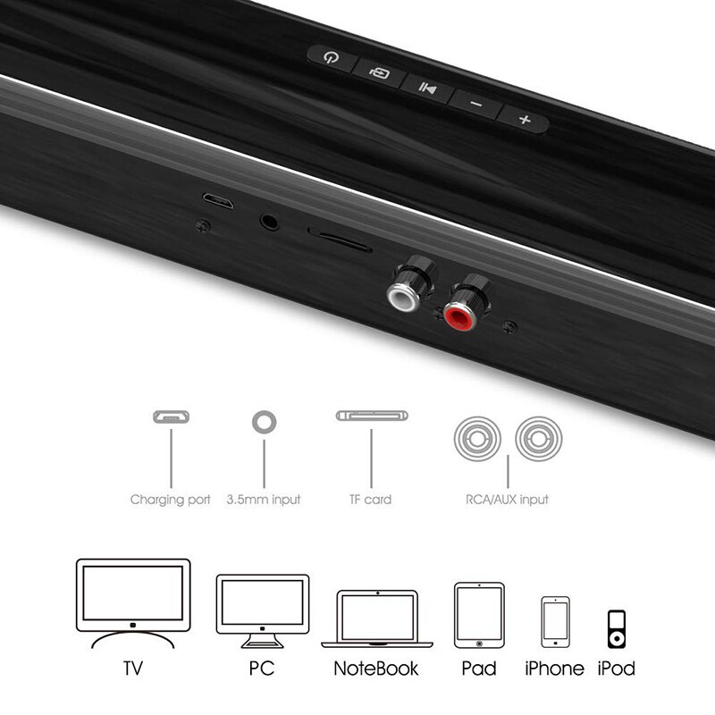 Soundbar , 2.0 kanals højttaler til tv soundbar kablet og trådløs bluetooth højttaler med indbyggede batterier, til indendørs udendørs