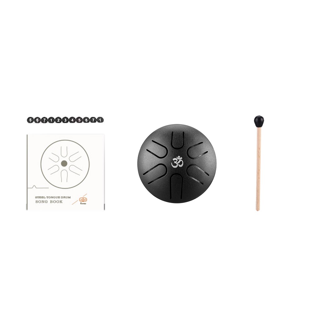 Hluru-tambor etéreo de ritmo, Mini tambor de lengüeta de acero de 3 pulgadas, 6 notas de percusión de mano, instrumento de tambor, instrumentos musicales: black