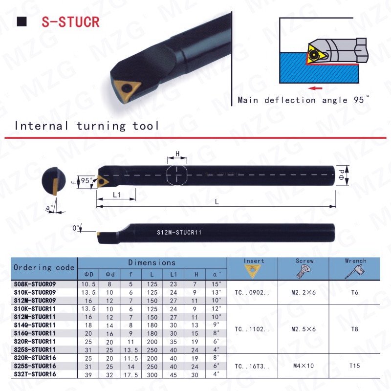 MOSASK S08K-STUCR09 Machining Carbide Insert TCMT Toolholders Boring STUCR Internal Cutter CNC Lathe Inner Hole Turning Tools