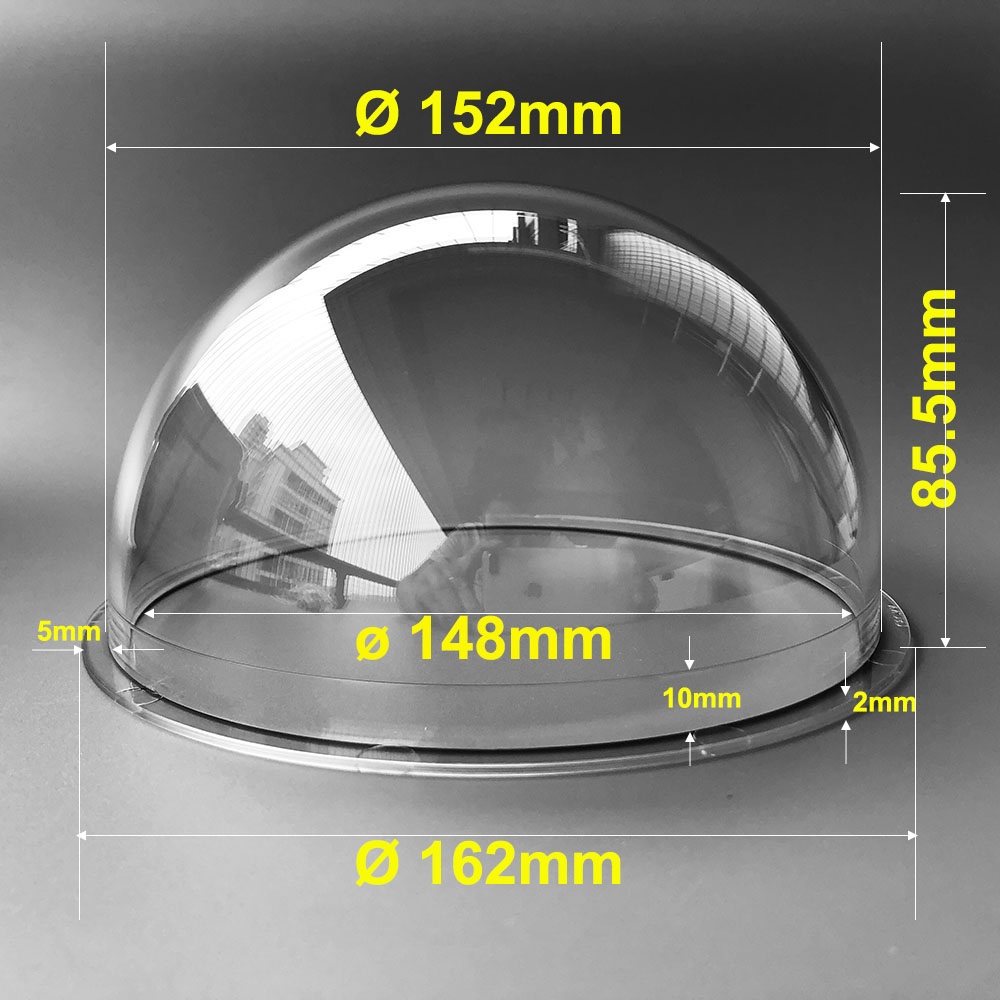 Cctv ptz højhastigheds klar kuppeldæksel akryl / plastik sag linse beskytte kamerahus 162 x 85mm