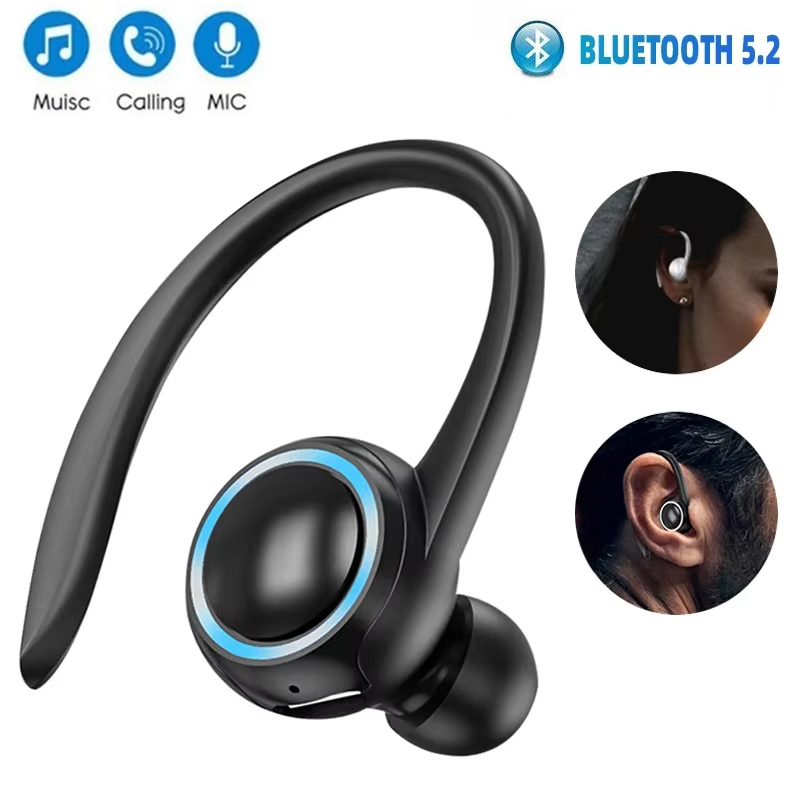 Draadloze oorhaak Bluetooth-oortelefoon Mini handsfree hoofdtelefoon HIFI Bass Noise Cancelling Sportheadset voor iPhone Xiaomi Huawei