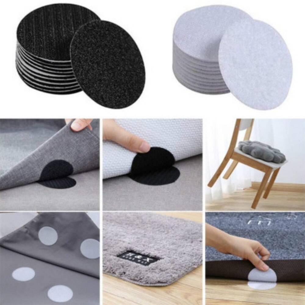 Attache auto-adhésive forte 60mm, lot de 5 à 30 paires d&#39;autocollants antidérapants pour la maison, crochet et boucles pour tapis de canapé, points adhésifs