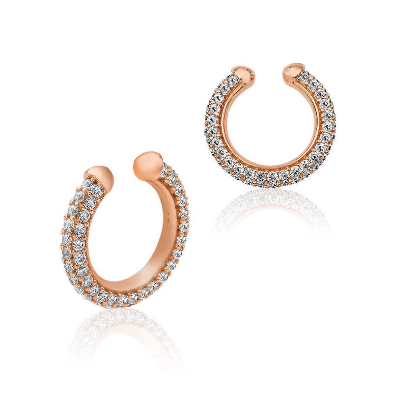 Silver Rose Cubic Zirconia Hoop Cartilage Earrings