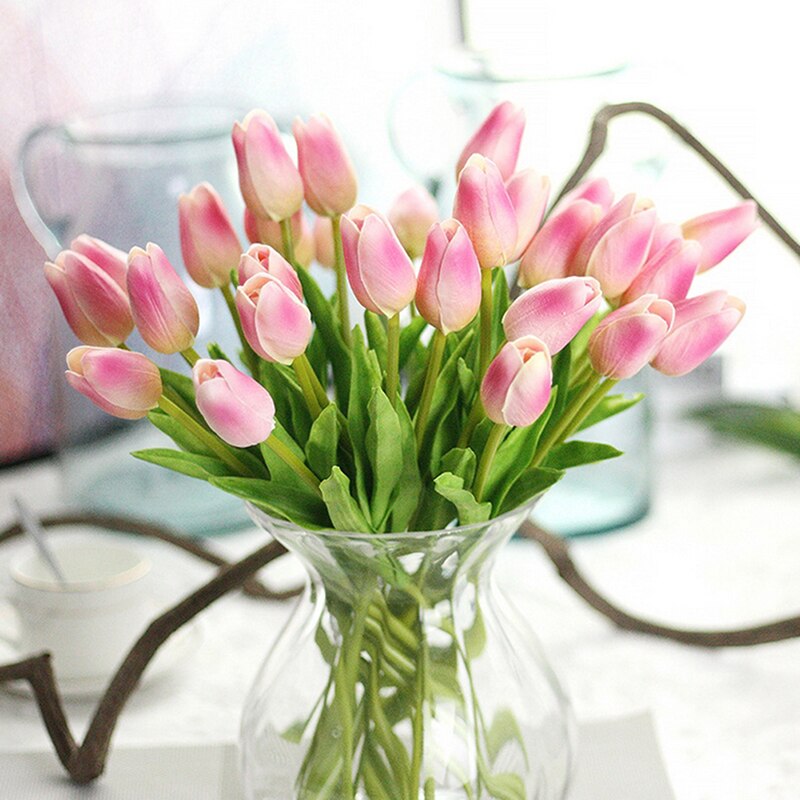 Kunstmatige Tulpen Bloemen Huis Tuin Decoratie Real Touch Bloem Boeket Verjaardagsfeestje Bruiloft Decoratie Nep Bloem: dark pink