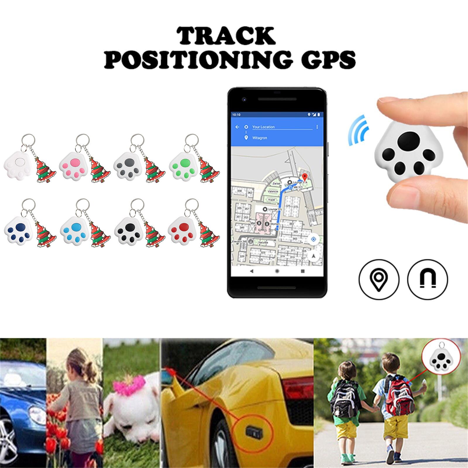 Schlüsselanhänger-tracker mit weihnachtsmann-motiv, intelligentes anti-verlust-gerät, bluetooth-locator, schlüsselfinder für kinder, haustiere, taschen, geldbörsen und mehr