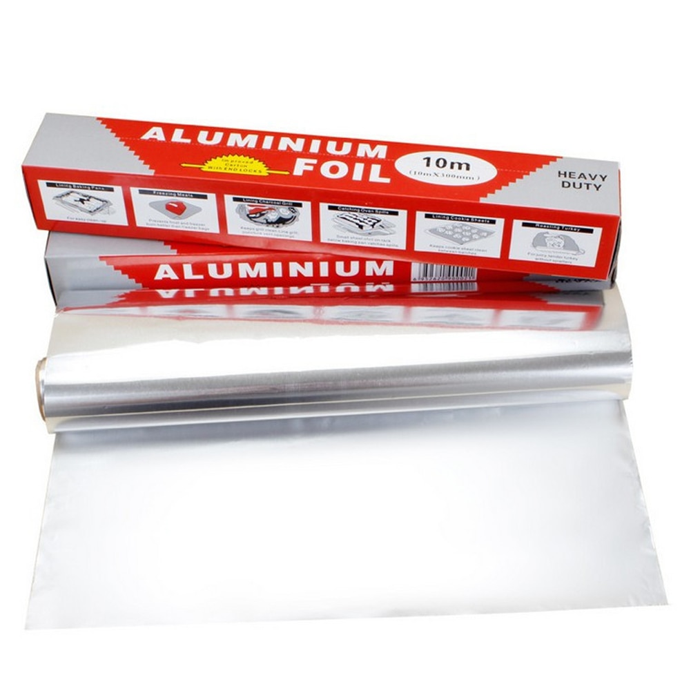 10m*30cm Tin Foil Paper Food Pack Cook Baking BBQ Grill Silver Baking Tinfoil Paper Sheet Roll Barbecue Cooking