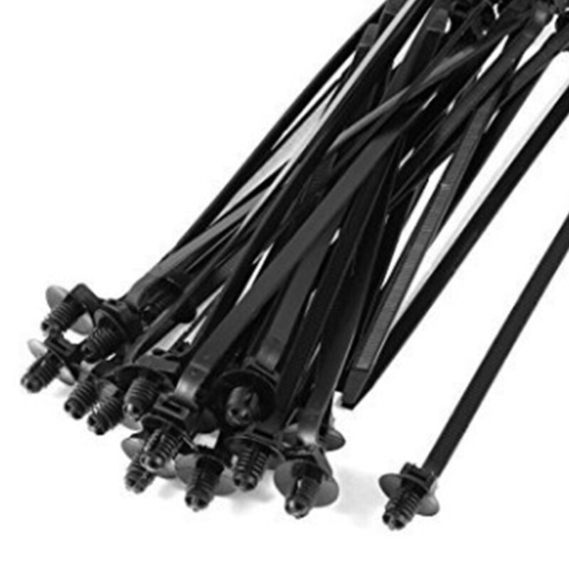 Nylon Push Mount Auto Dome Cable Zip Tie, 168Mm Lengte, 50 Stuks, Zwart