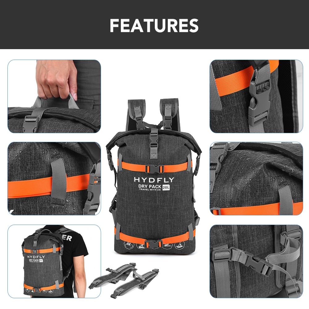 Sac sec étanche pour activités en plein air, capacité de 20l/15l/10l, sac à dos flottant pour Trekking en rivière, natation, camping, Sports aquatiques