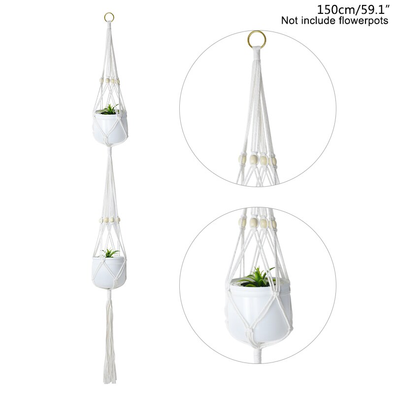 Panier suspendu pour plantes en macramé, fait à la main, Pot de fleurs, décoration murale de maison, panier suspendu de jardin: I