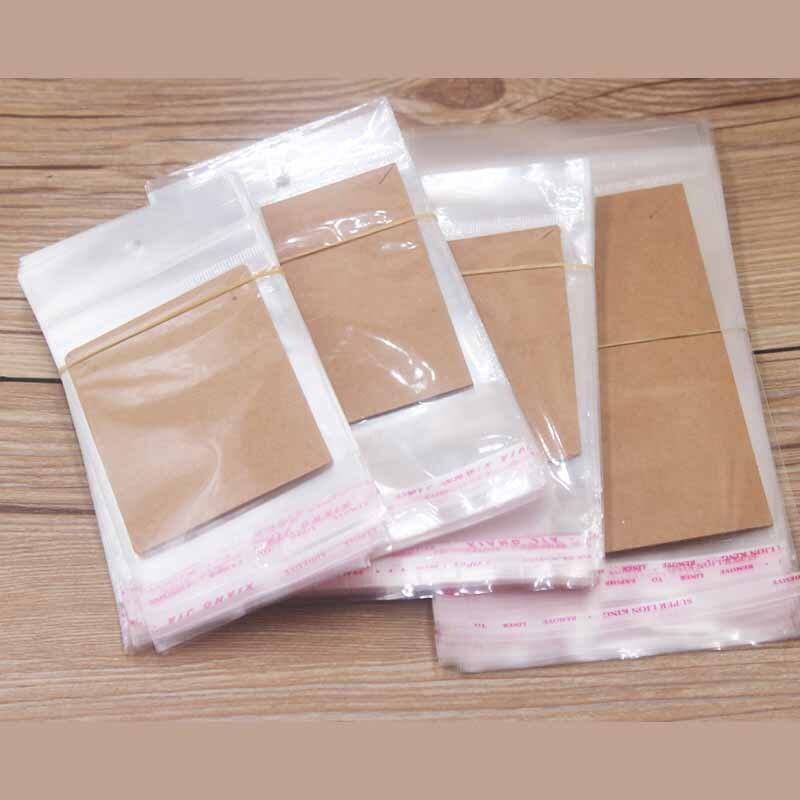 100PCS Storage Bags Transparent Self Adhesive Resealable Clear Poly Bags Packaging opp Bag jewelry card matching opp bags