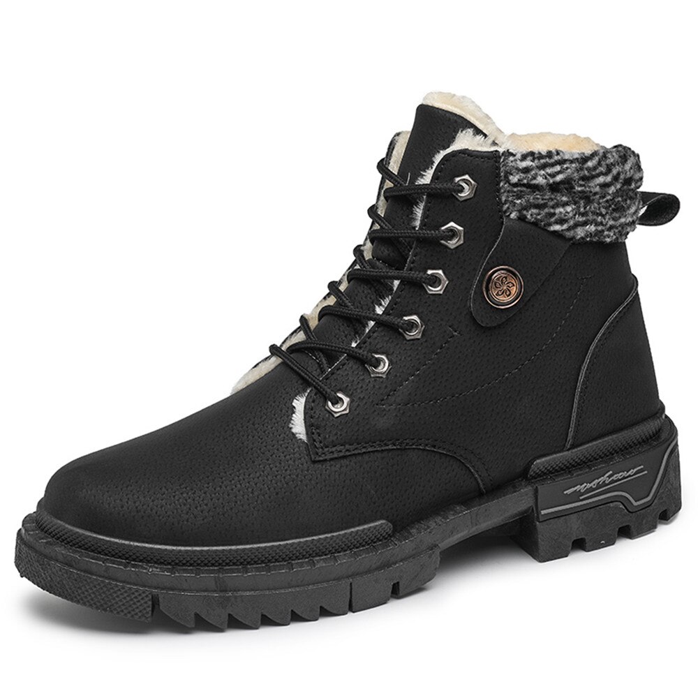 Winter heren martin laarzen, koreaanse herenlaarzen, casual en zachte katoenen laarzen, herenschoenen, warme sneeuwlaarzen: Zwart / 44