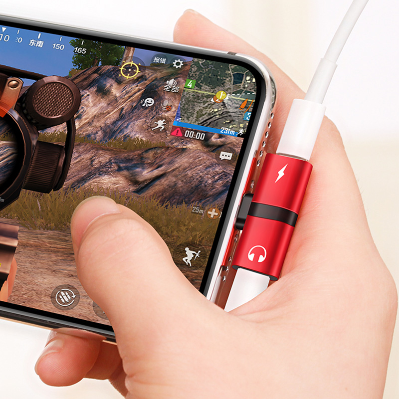 For iPhone Adapter for iPhone 7 X 8 Plus 2 In 1 Dual Ports Headphone Adapter Charger Audio Splitter Adaptador iPhone OTG