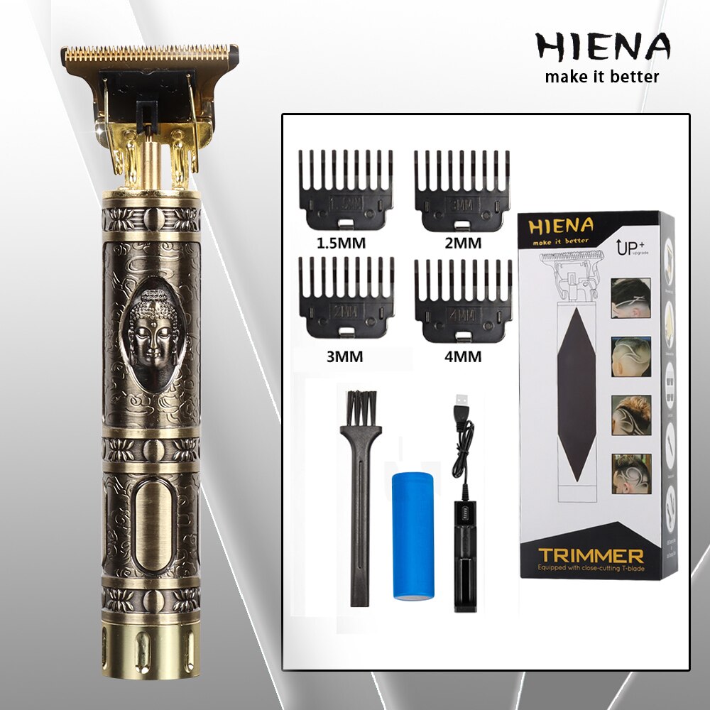 Tondeuse à cheveux électrique Vintage T9 pour hommes, rasoir Rechargeable USB 0mm, tondeuse à barbe professionnelle, salon de coiffure: Buddha1