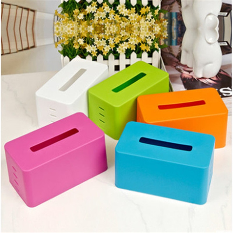 Colorful Plastic Tissue Box Modern Paper with Oak Home Car Napkins Holder Case Home Organizer Decoration Tool Paper Storage Tray