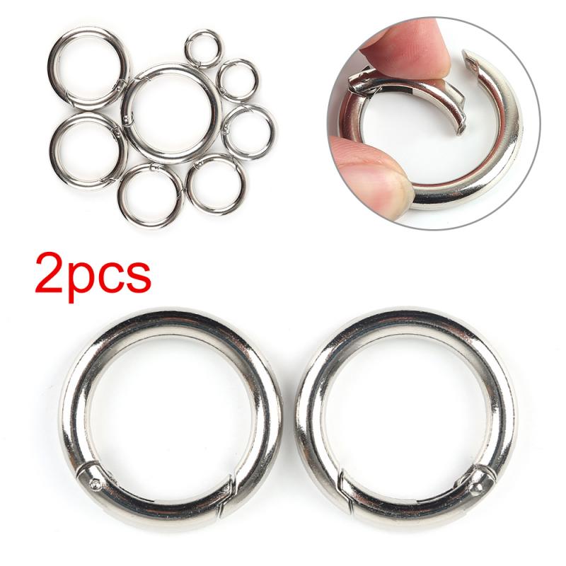 2PCS Multi-size Carabiner Zinc Alloy Camping Snap Key Chain Round Push Gate Snap Open Hooks Spring Ring Key Carabiner
