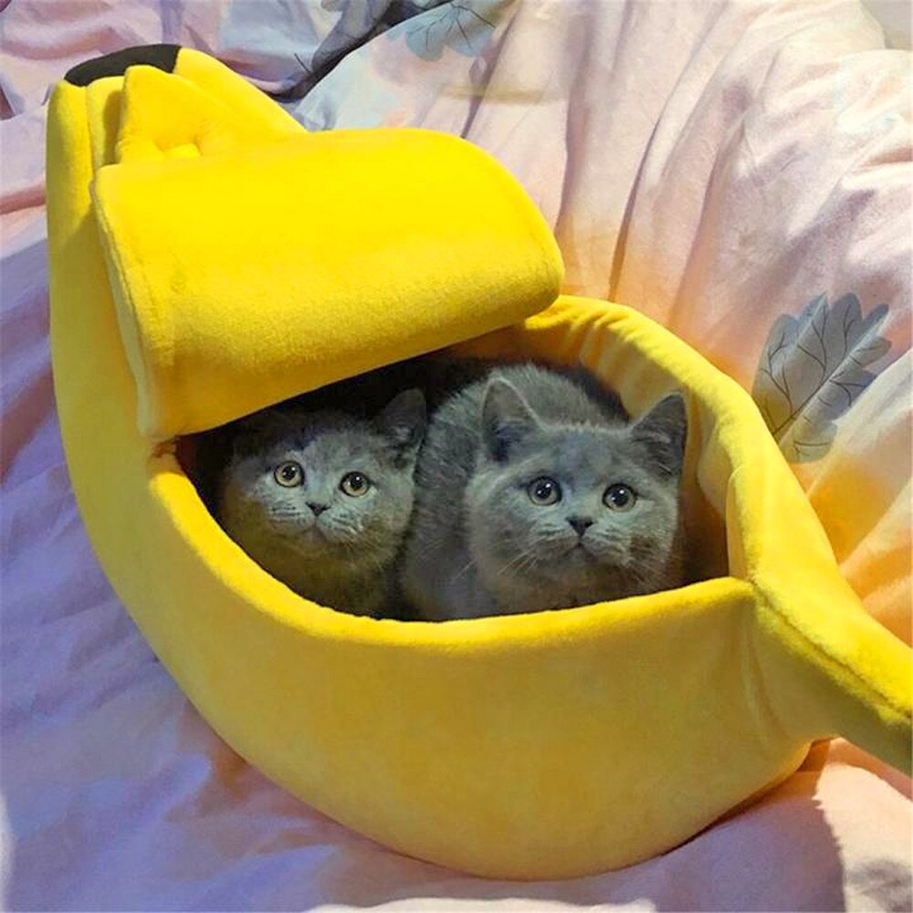 Animais de estimação gato cão sofá cama forma de banana casa do cão bonito animal de estimação canil ninho quente gato dormir camas casa popular: 40cmx15cmx10cm