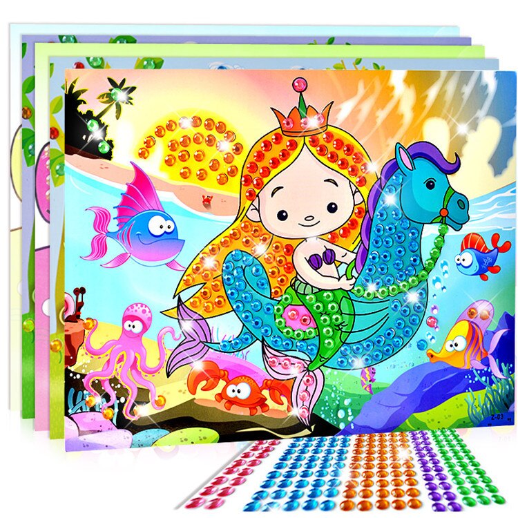 10 Stks/set Diy Diamant Stickers Plakken Schilderen Mozaïek Puzzel Speelgoed Multi Color Kids Stickers Arts Ambachten Speelgoed Handgemaakte Crystal