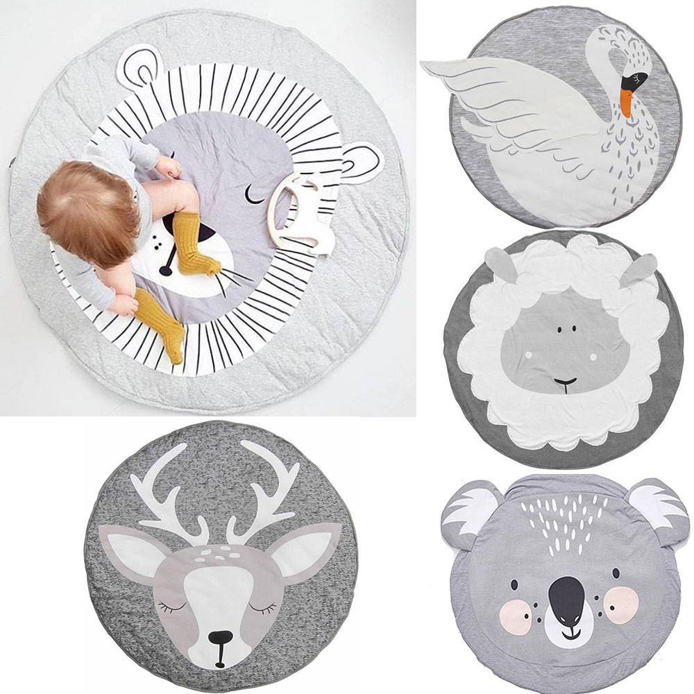 90CM Kids Play Game Mats Round Carpet Rugs Mat Cotton Kola Crawling Blanket Floor Carpet For Kids Room Decoration INS Baby