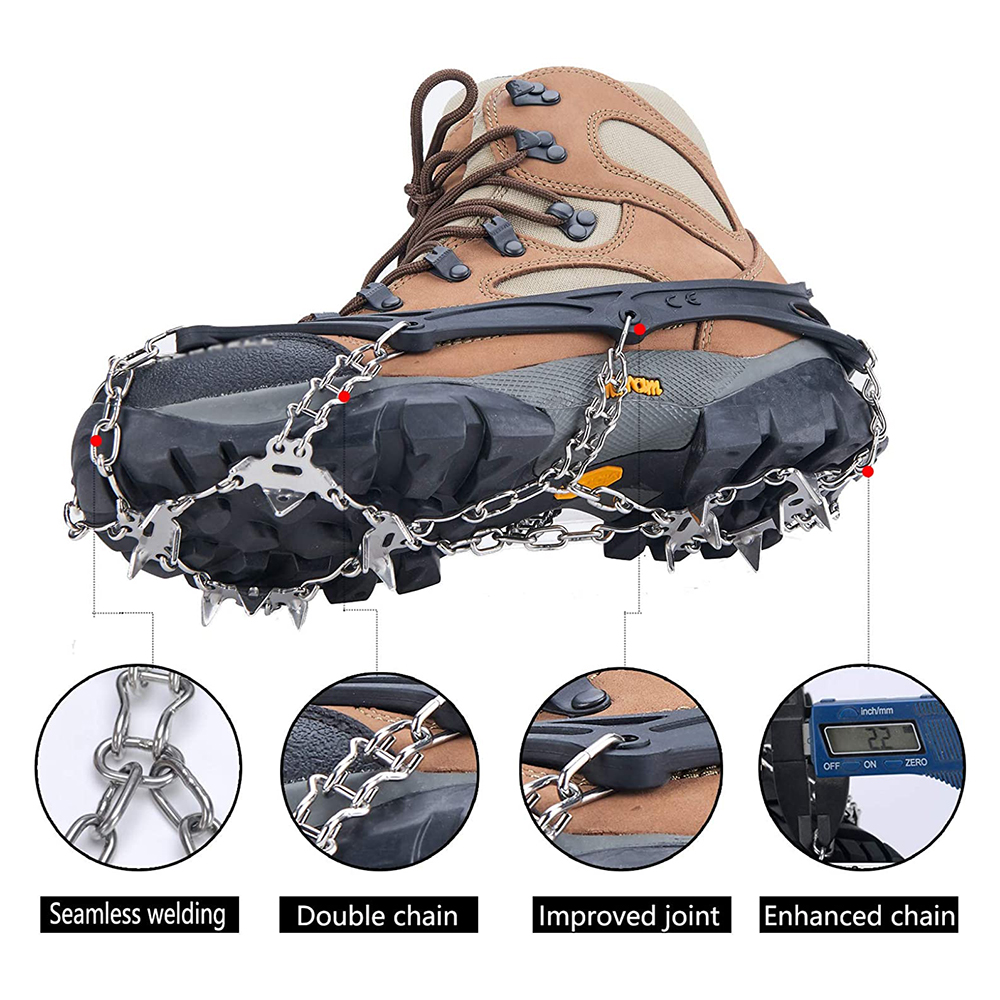 Steigeisen-Schuhe, 19-Spikes, Eis- und Schneegreifer-Schuhe, Camping, rutschfest, Klettern, Schutz zum Joggen, Gehen, Wandern auf Schnee, Eis