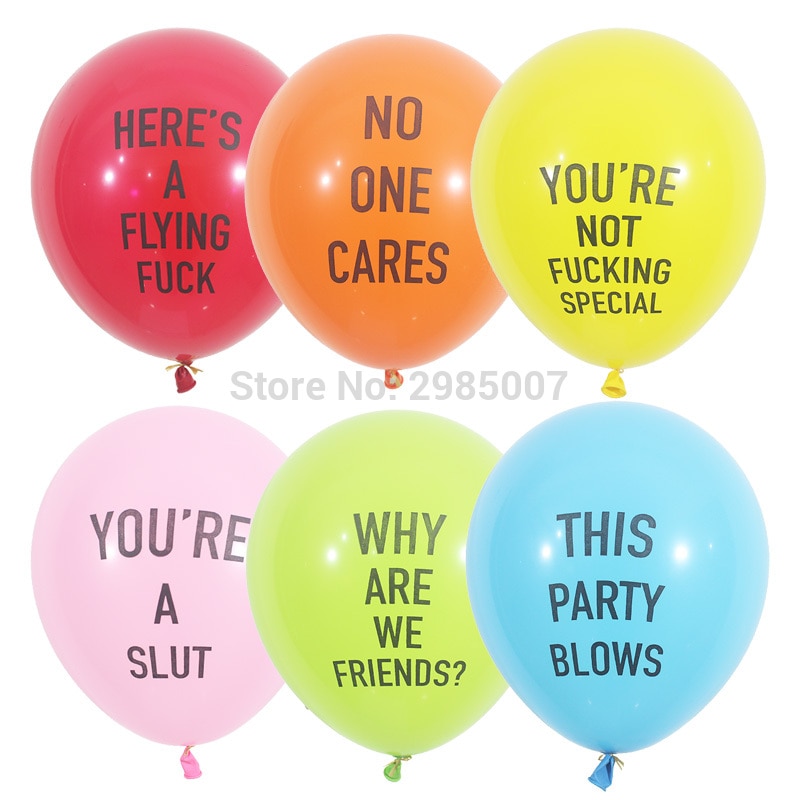 12pcs/lot abusive balloons funny rude Badass balloon Bachelorette Party Decorations Offensive Abusive Prank Collection