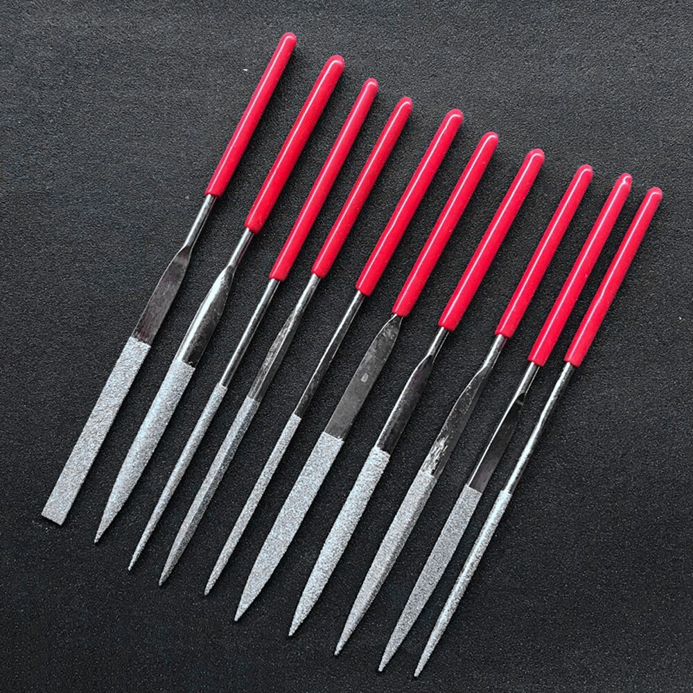 10Pcs Mini Files Titanium Diamond Coating Needle Flat File Set Metal Working Craft Polished Tools