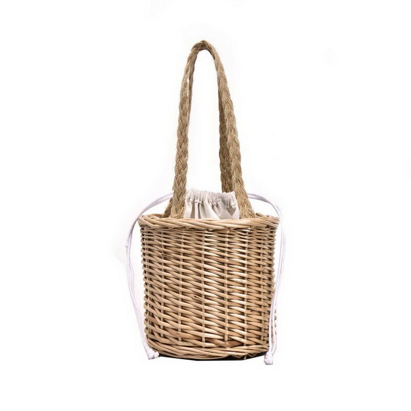 Femmes tissé paille seau sac à main dame été plage Mini sacs meilleure -wt