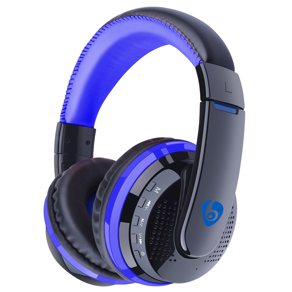 Over øret bass stereo bluetooth-hodetelefoner trådløst headset-støtte mikro sd-kort radiomikrofon: Blå