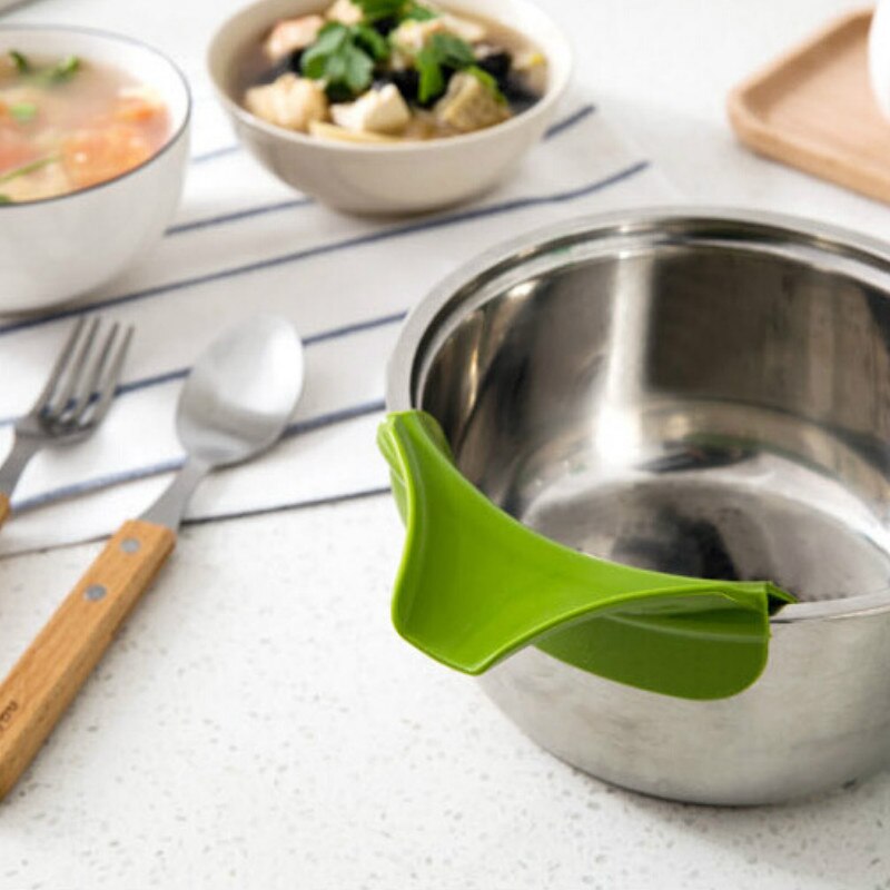 Embudo antiderrames para cocina, herramienta creativa antideslizamiento de silicona para sopa, cacerolas, ollas, cuencos y tarros