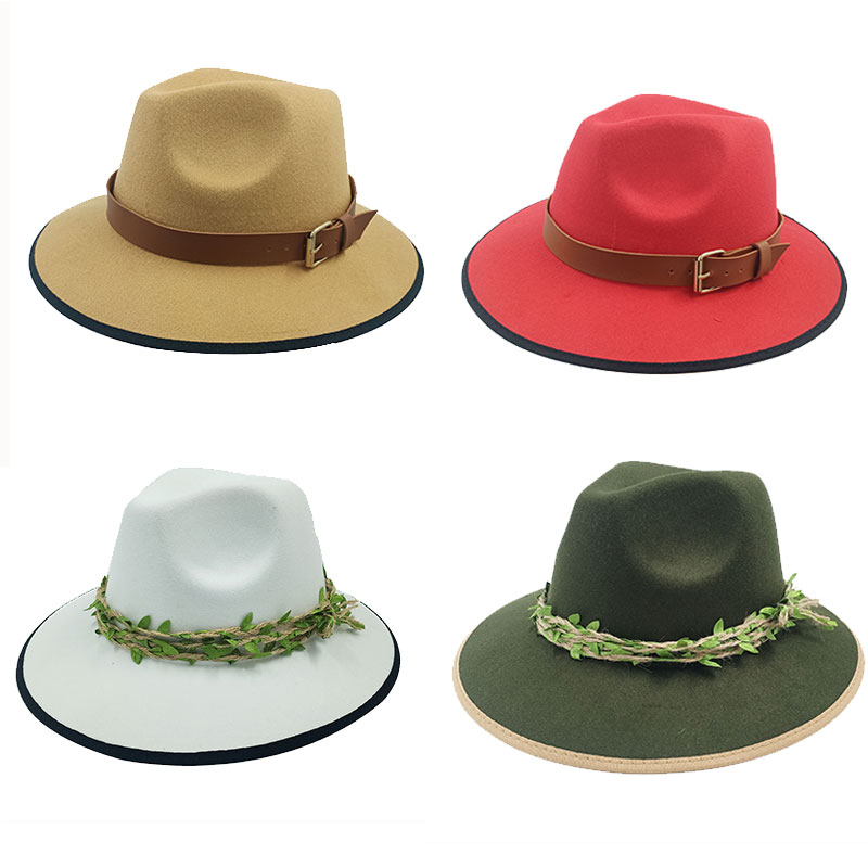 Hemming Fedoras Hat For Women Man Hats Sun Hat Belt Accessories Jazz Cap Panama Church Hat Fedoras