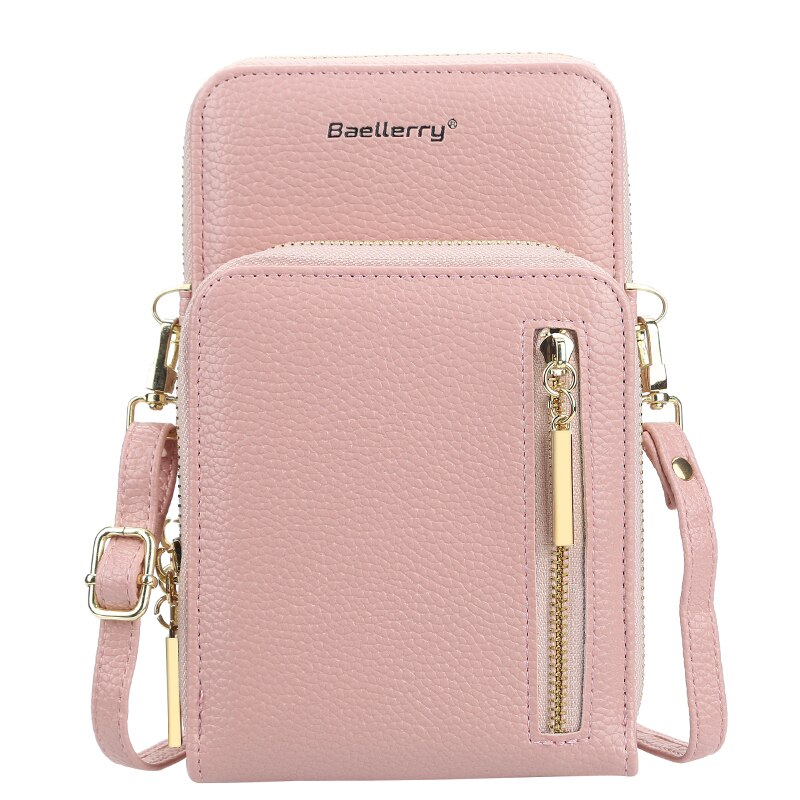 Crossbody mobiltelefon skulderveske mobiltelefon veske daglig bruk kortholder mini sommer skulderveske for kvinner lommebok: Rosa