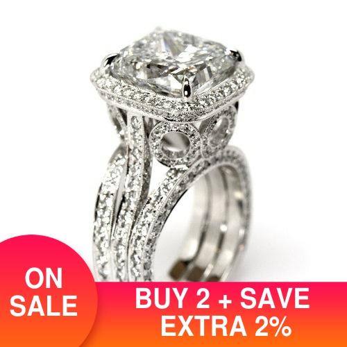 2022 Luxe Kussen Zilver Kleur Engagement Ring Afrika Voor Vrouwen Lady Anniversary Sieraden R5396