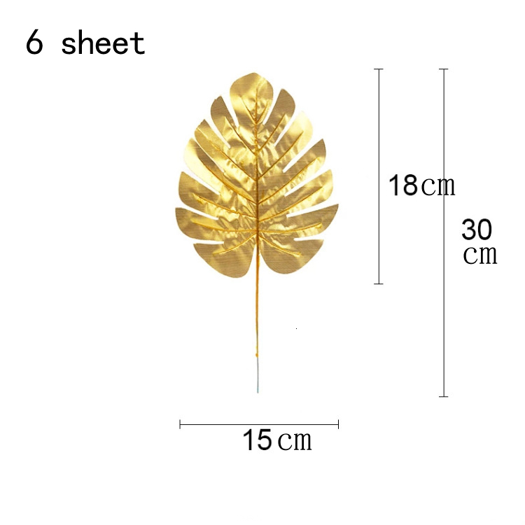 1 pack Artifical Green Palm leaves Hawaii Tropical Turtle Leaf for Kids Birthday Party Jungle Flamingo Summer Party Decoration: 6 pcs gold leaf B