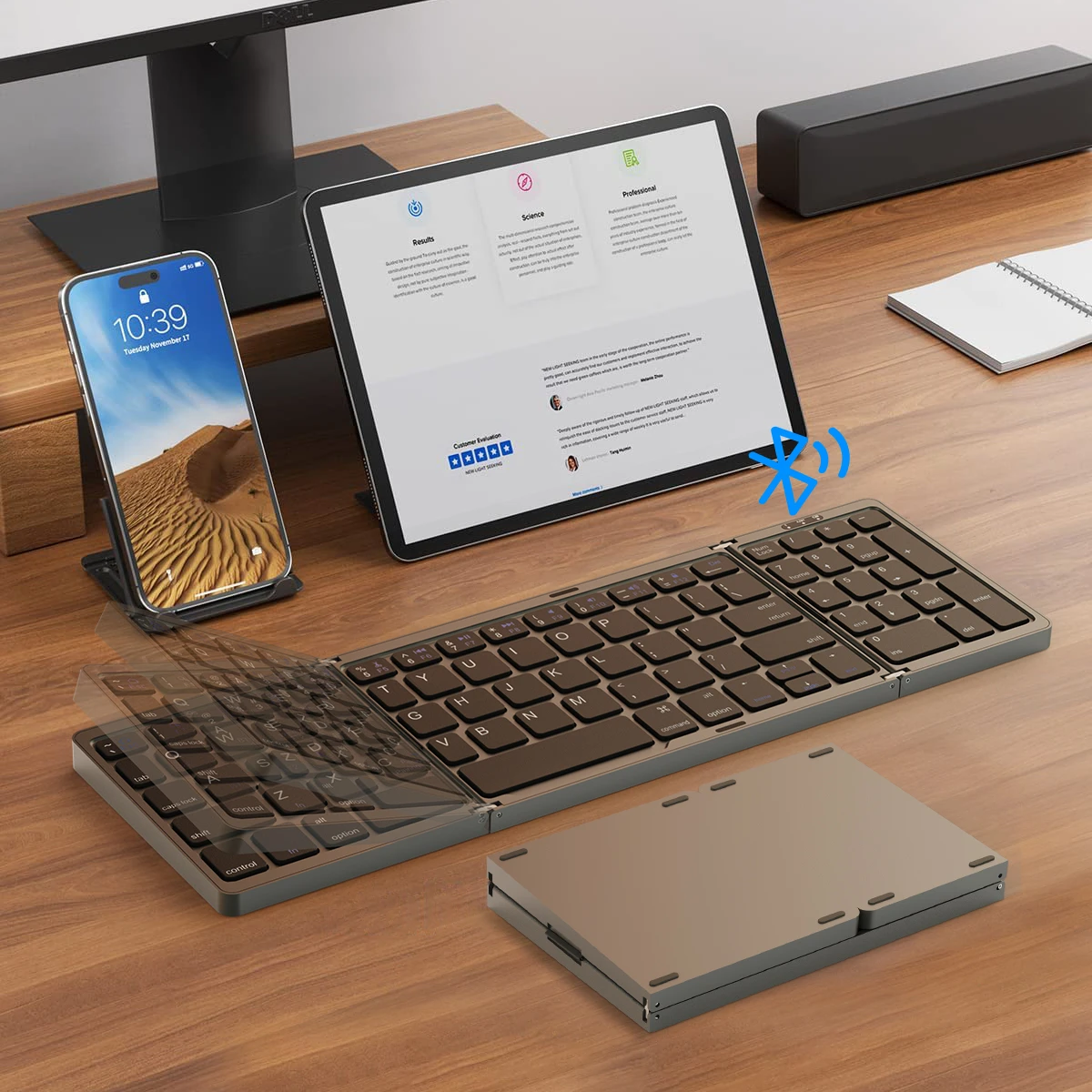 Teclado plegable inalámbrico BT teclado numérico para IOS Android Windows Ipad tableta portátil Mini Digital tres teclado plegable