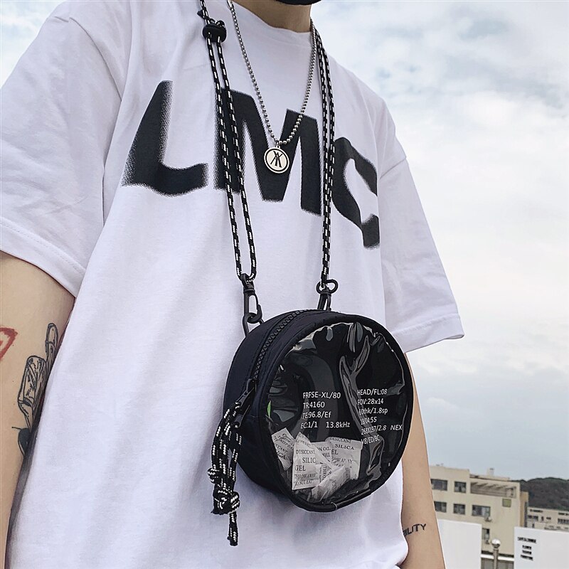 Sac de poitrine de originale chaude femme Ins sac à bandoulière sac de messager décontracté personnalité Hip Hop sac à bandoulière rond Transparent