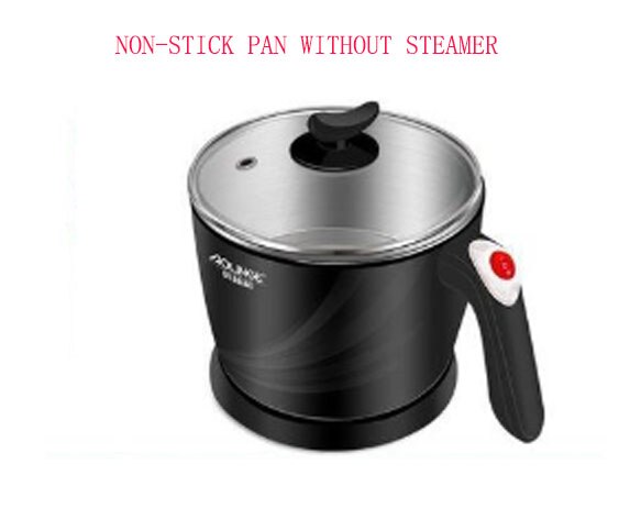 Electric Cooker Boiling Pot Noodle Maker Mini Hotpot Porridge Soup Cooking Machine Stainless Steel Non-Stick Pan 1.2L: Yellow